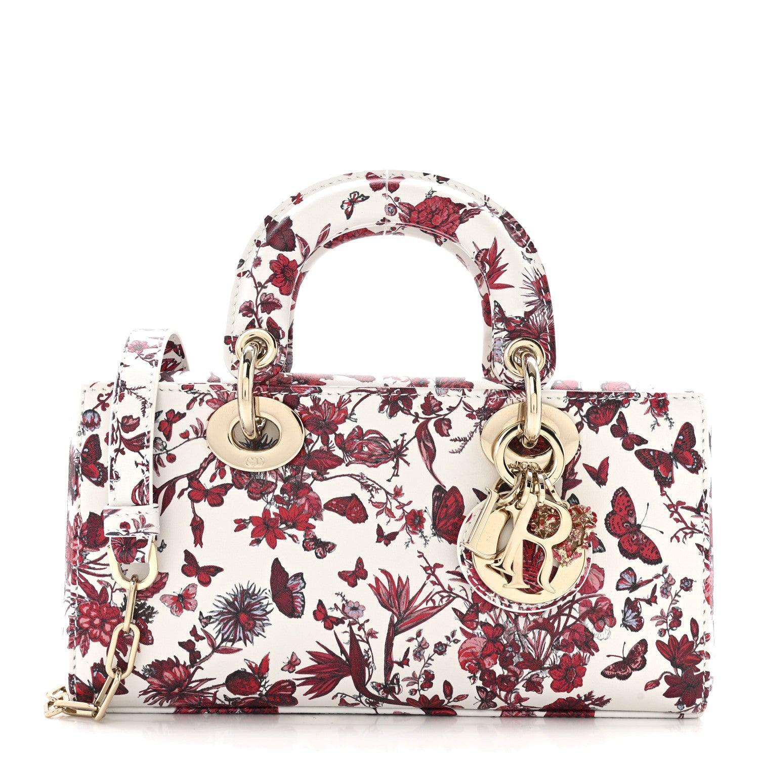 Christian Dior Calfskin Le Coeur Des Papillons Small Lady D-Joy White 1 of 12