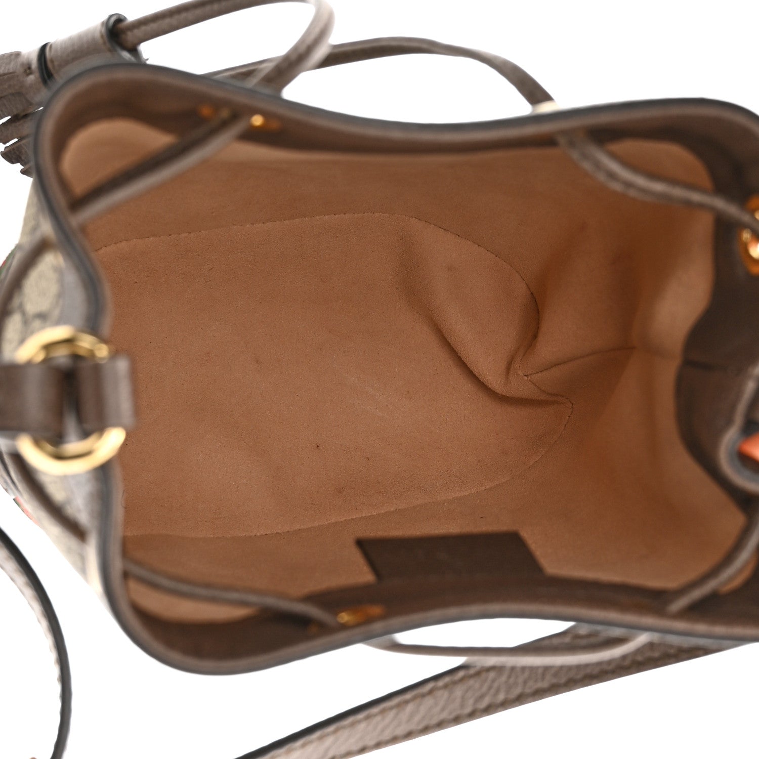 Gucci GG Supreme Monogram Web Mini Ophidia Bucket Bag Brown 5 of 10