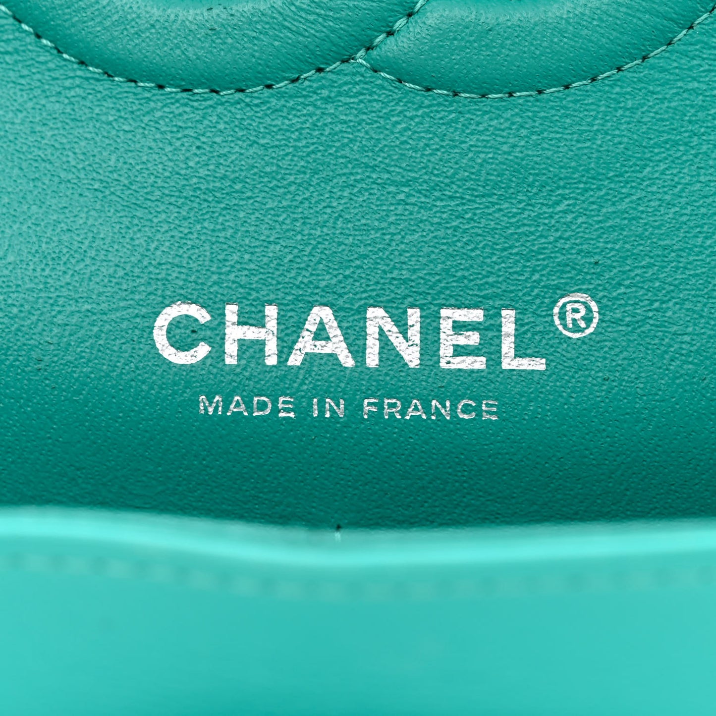 Patent Quilted Medium Double Flap Turquoise