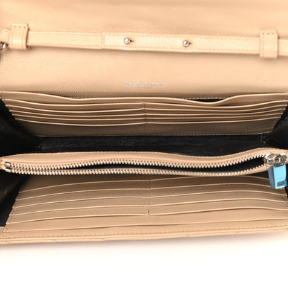 Saint Laurent Grain De Poudre Matelasse Chevron Monogram Chain Wallet Nude Powder 5 of 16