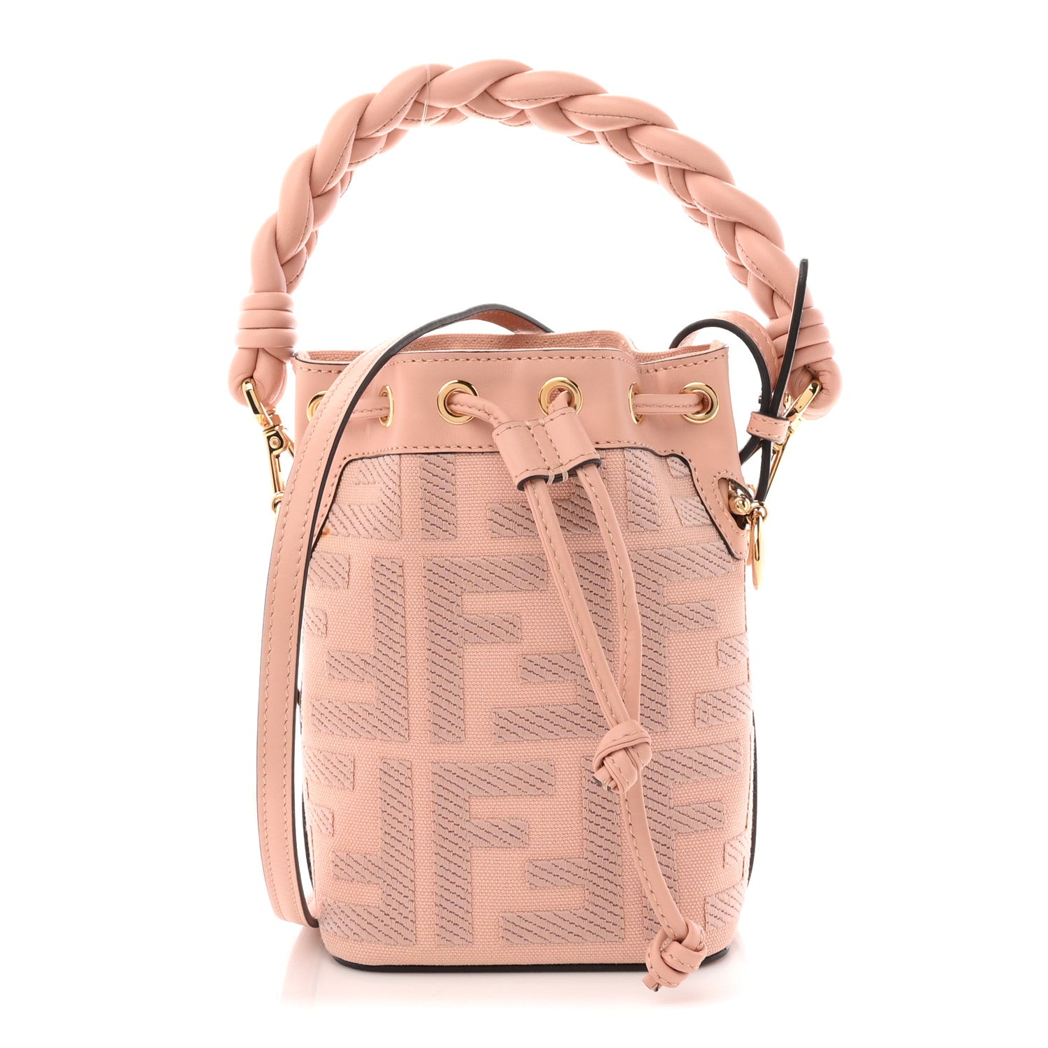 Fendi Canvas Nappa F is Fendi FF Embroidered Mini Mon Tresor Bucket Bag Baby Pink 1 of 10