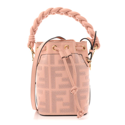 Fendi Canvas Nappa F is Fendi FF Embroidered Mini Mon Tresor Bucket Bag Baby Pink 1 of 10