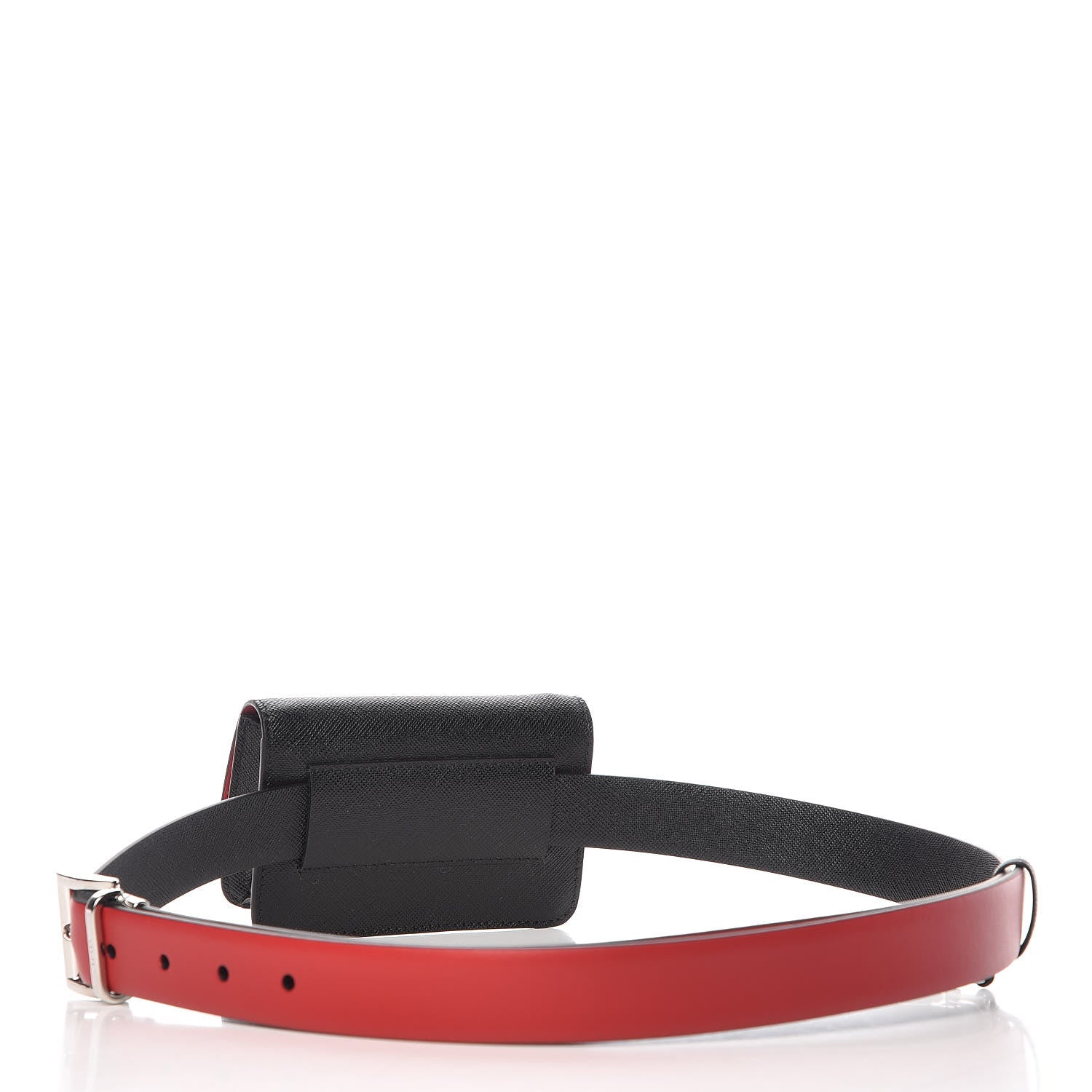 Prada Saffiano Belt Bag Black Red 3 of 12