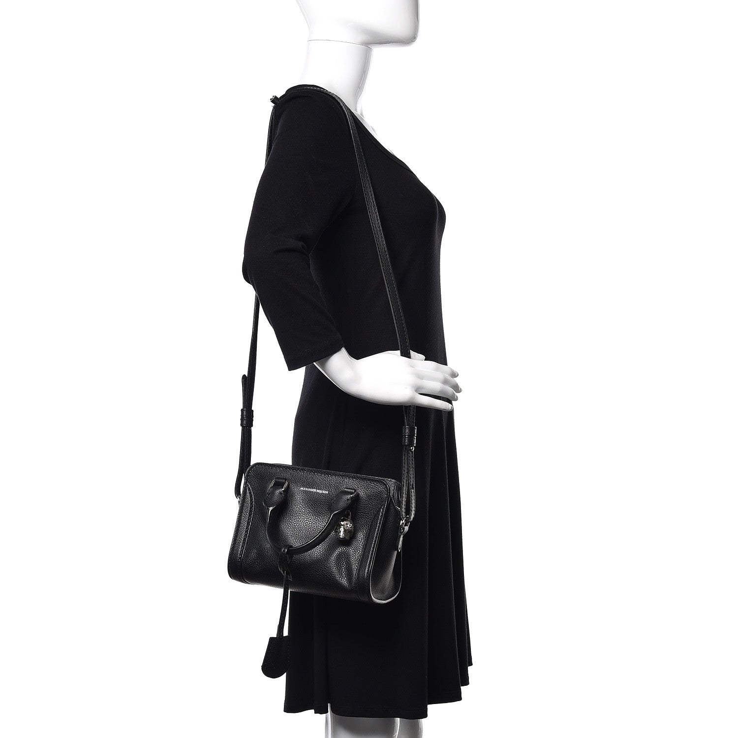 Alexander McQueen Pebbled Calfskin Mini Padlock Tote Black 2 of 9