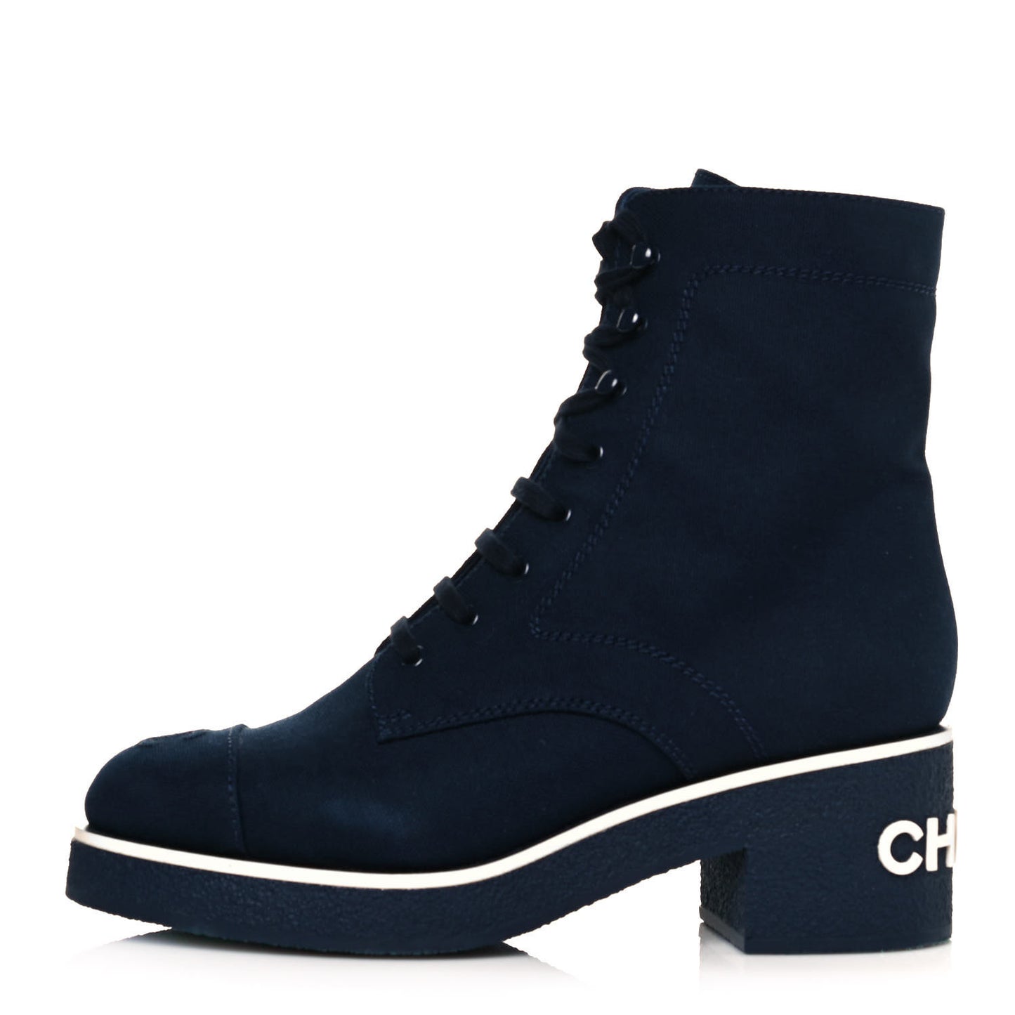 Fabric Lace Up Combat Boots 40 Navy Blue