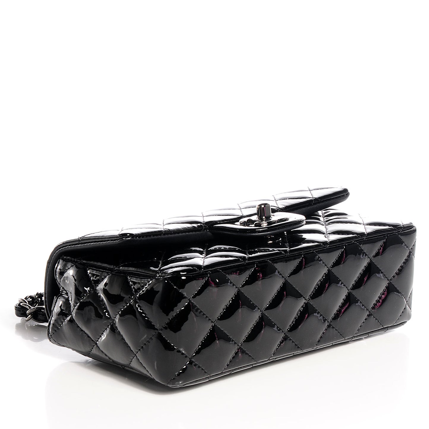 Patent Quilted Mini Flap Black