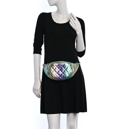 Chanel Gradient Metallic Lambskin Quilted Walking Mood Waist Bag Fanny Pack Pink Purple Green 2 of 10