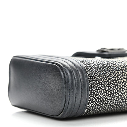 Chanel Metallic Galuchat Stingray Lambskin Mini Clutch With Removable Chain Dark Grey 10 of 11