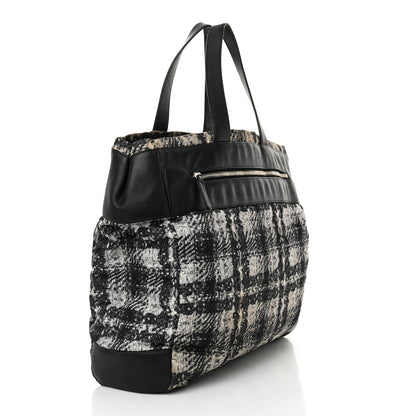 Chanel Lambskin Nylon Tweed Printed Tote Black White 3 of 21