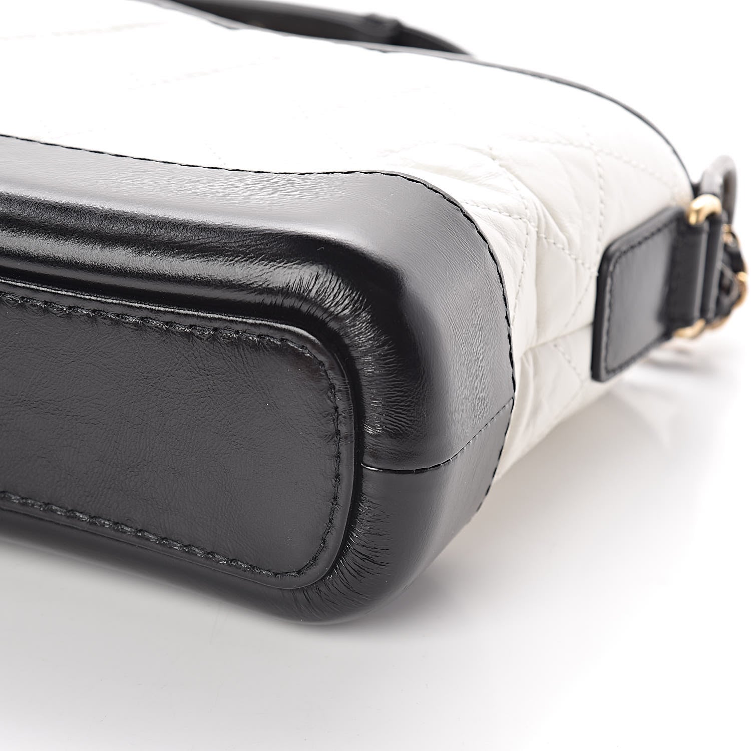Chanel Aged Calfskin Quilted Small Gabrielle Hobo Black White 9 of 11