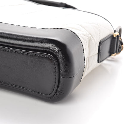 Chanel Aged Calfskin Quilted Small Gabrielle Hobo Black White 9 of 11