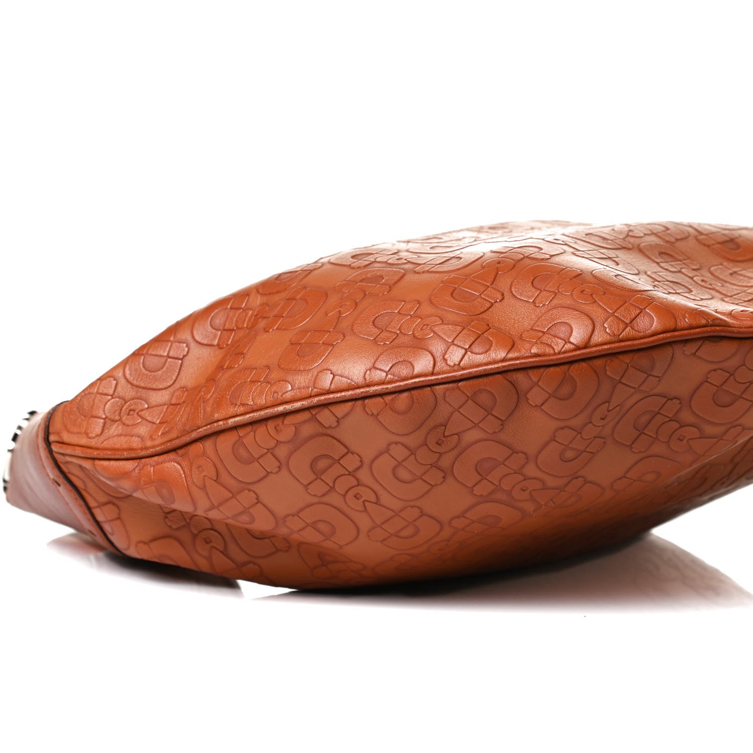 Gucci GGUCCI Calfskin Horsebit Embossed Glam Hobo Tan 8 of 17