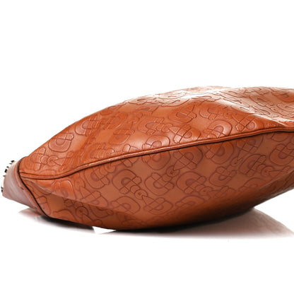 Gucci GGUCCI Calfskin Horsebit Embossed Glam Hobo Tan 8 of 17