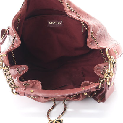 Chanel Calfskin Stitched Large Drawstring CC Bag Burgundy 5 of 13