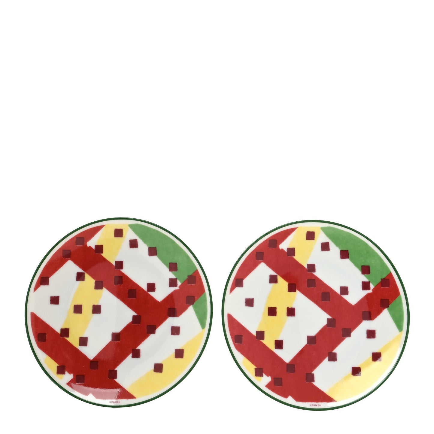 Porcelain Hippomobile Bread and Butter Plate Set of 2