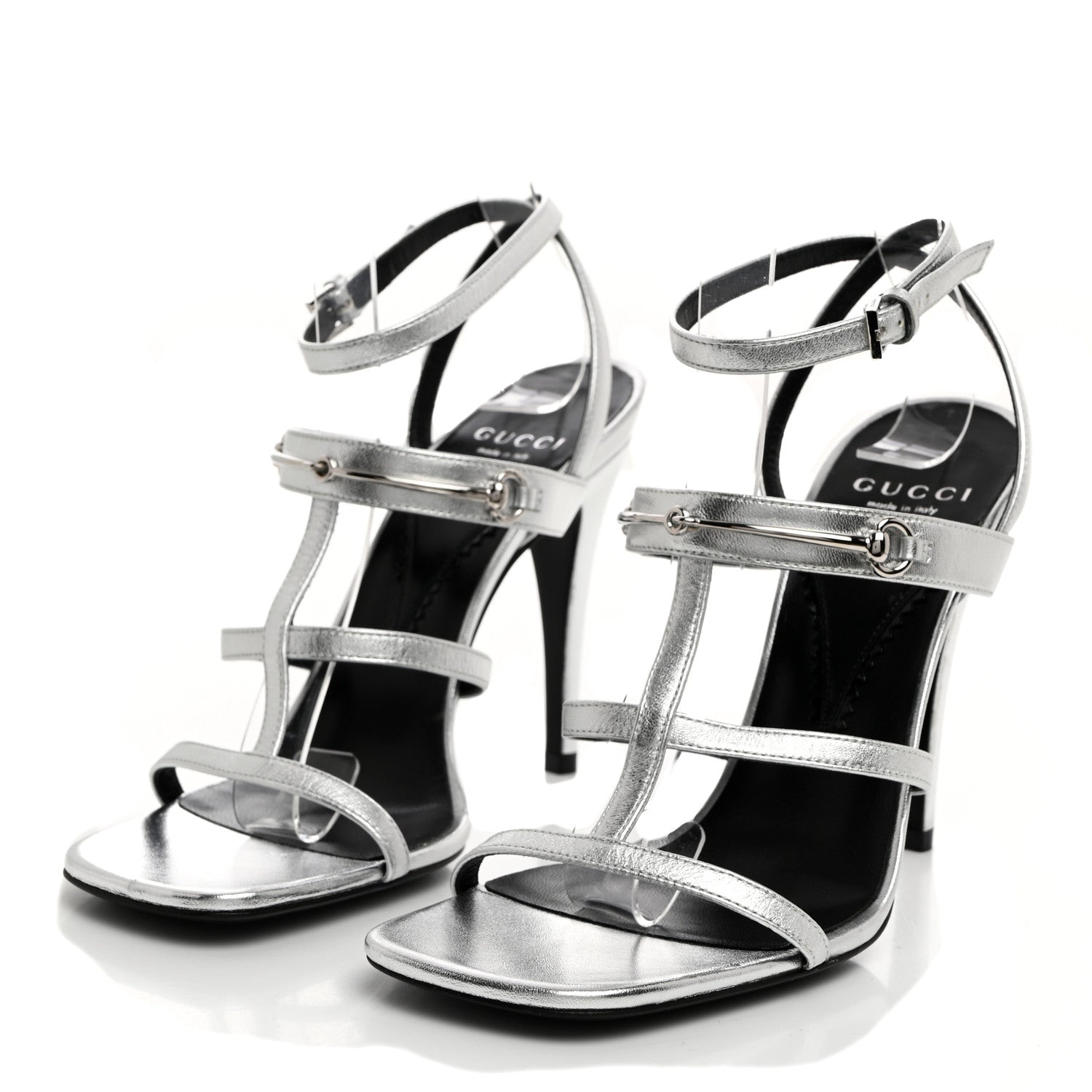 Gucci Nappa Silk High Heel Sandals 37.5 Argento 3 of 8