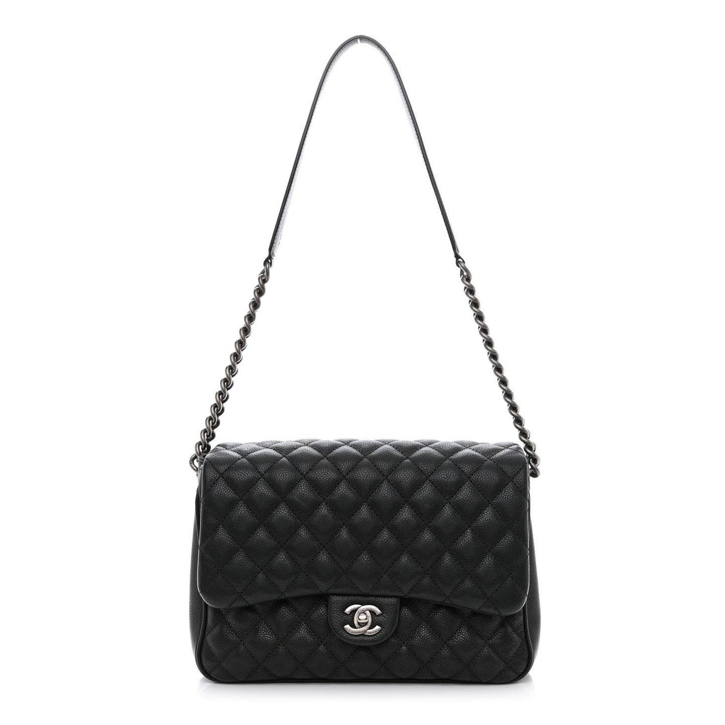 Caviar Quilted Medium Rock In Rome Single Flap Black