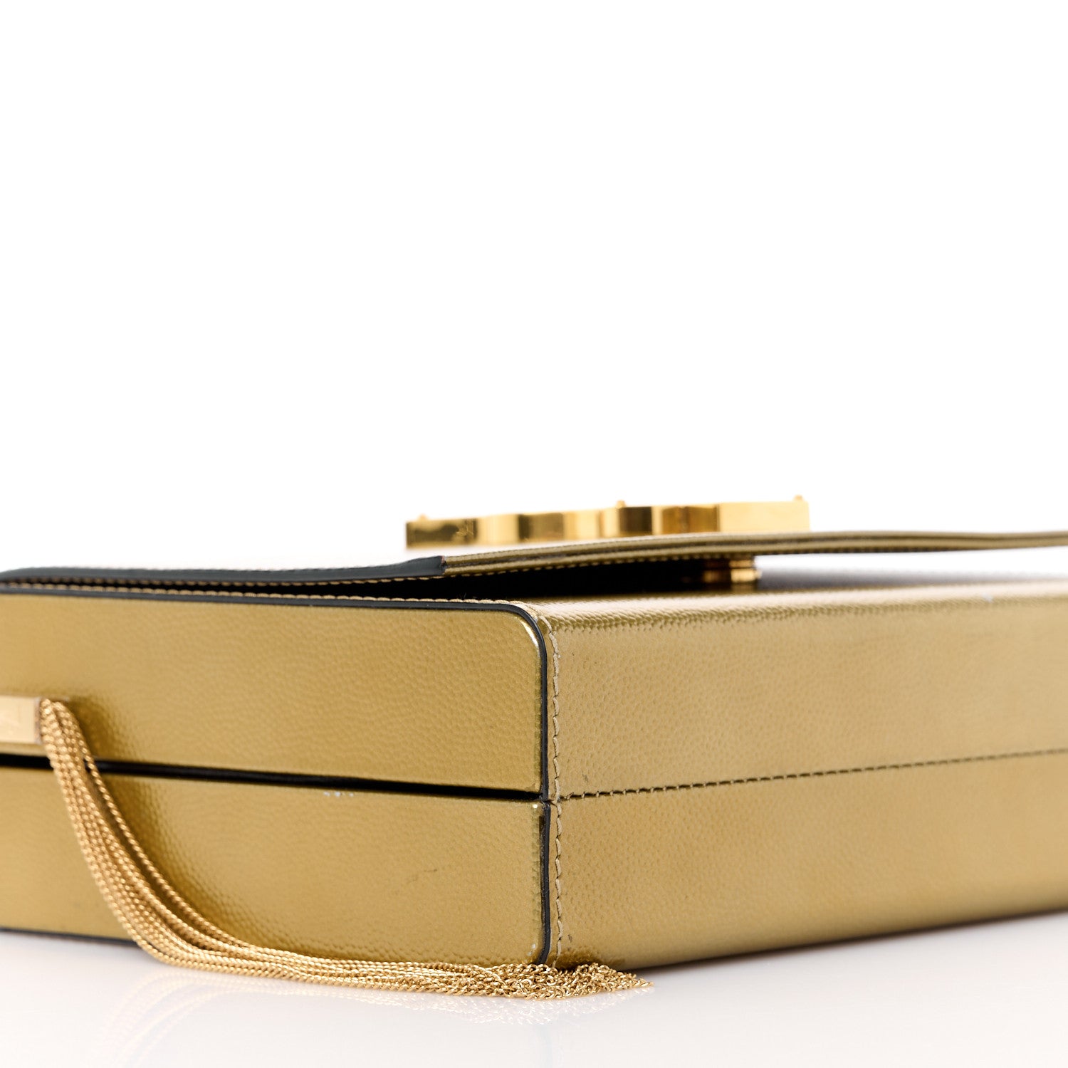 Saint Laurent Grain De Poudre Monogram Small Kate Slide Chain Crossbody Box Bag Gold 9 of 12