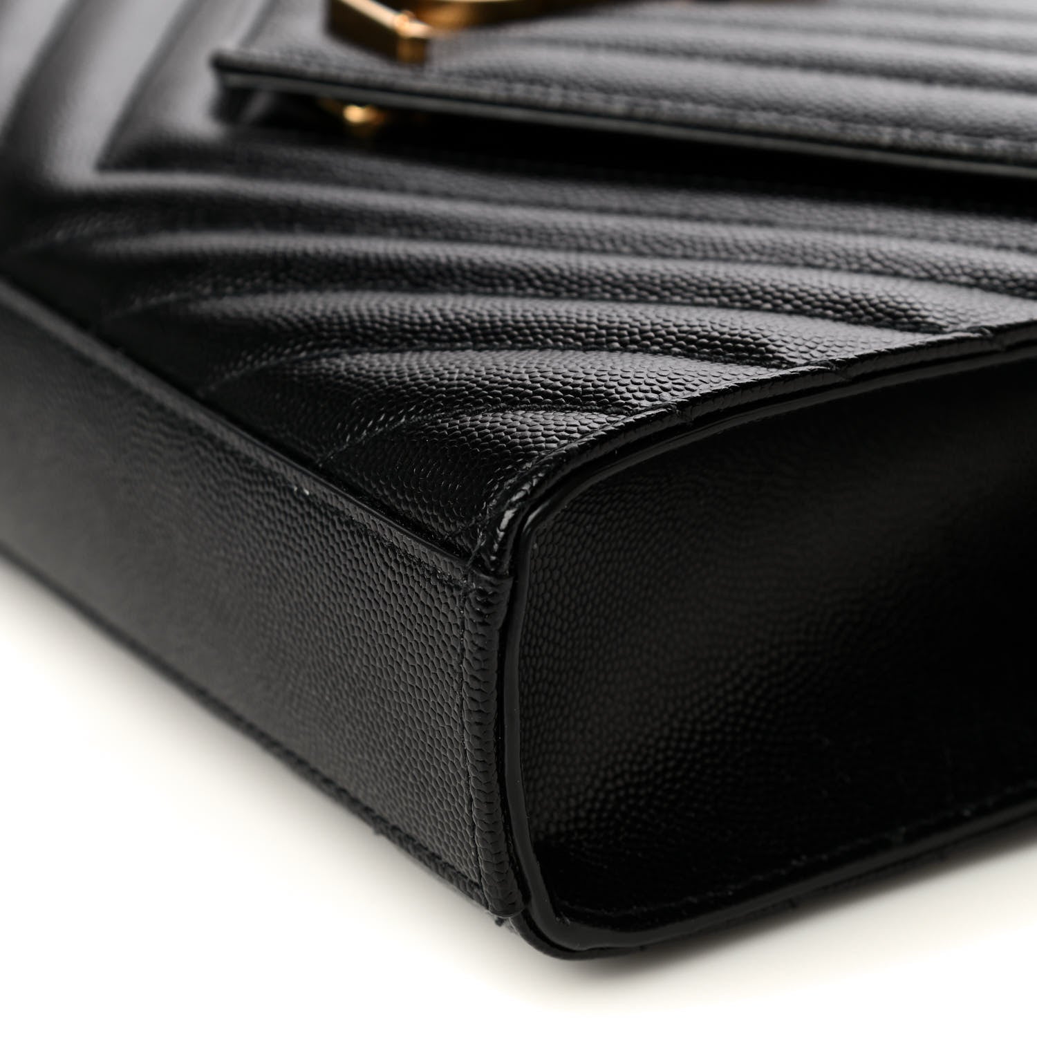 Saint Laurent Grain De Poudre Matelasse Chevron Medium Monogram Satchel Black 11 of 13