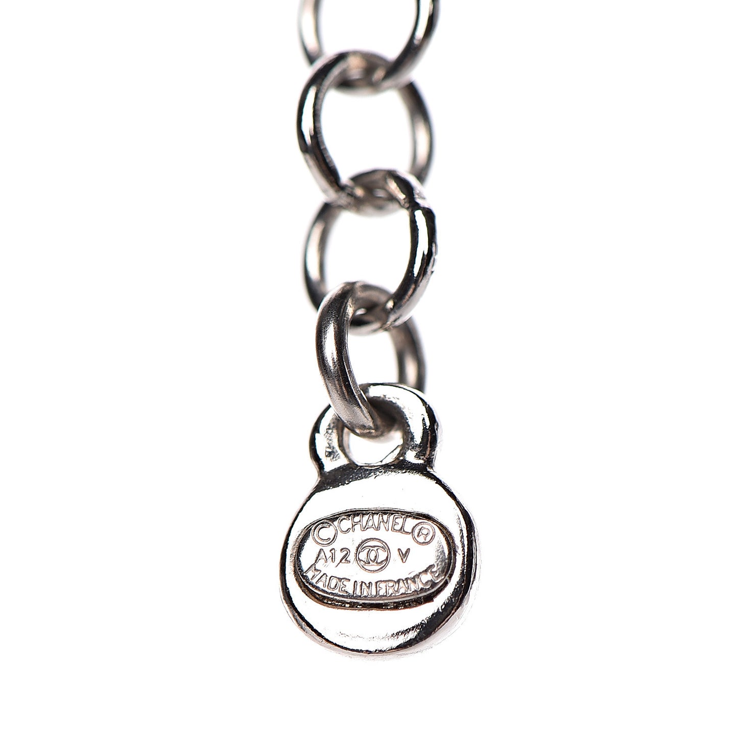 Crystal CC Drop Pendant Necklace Silver