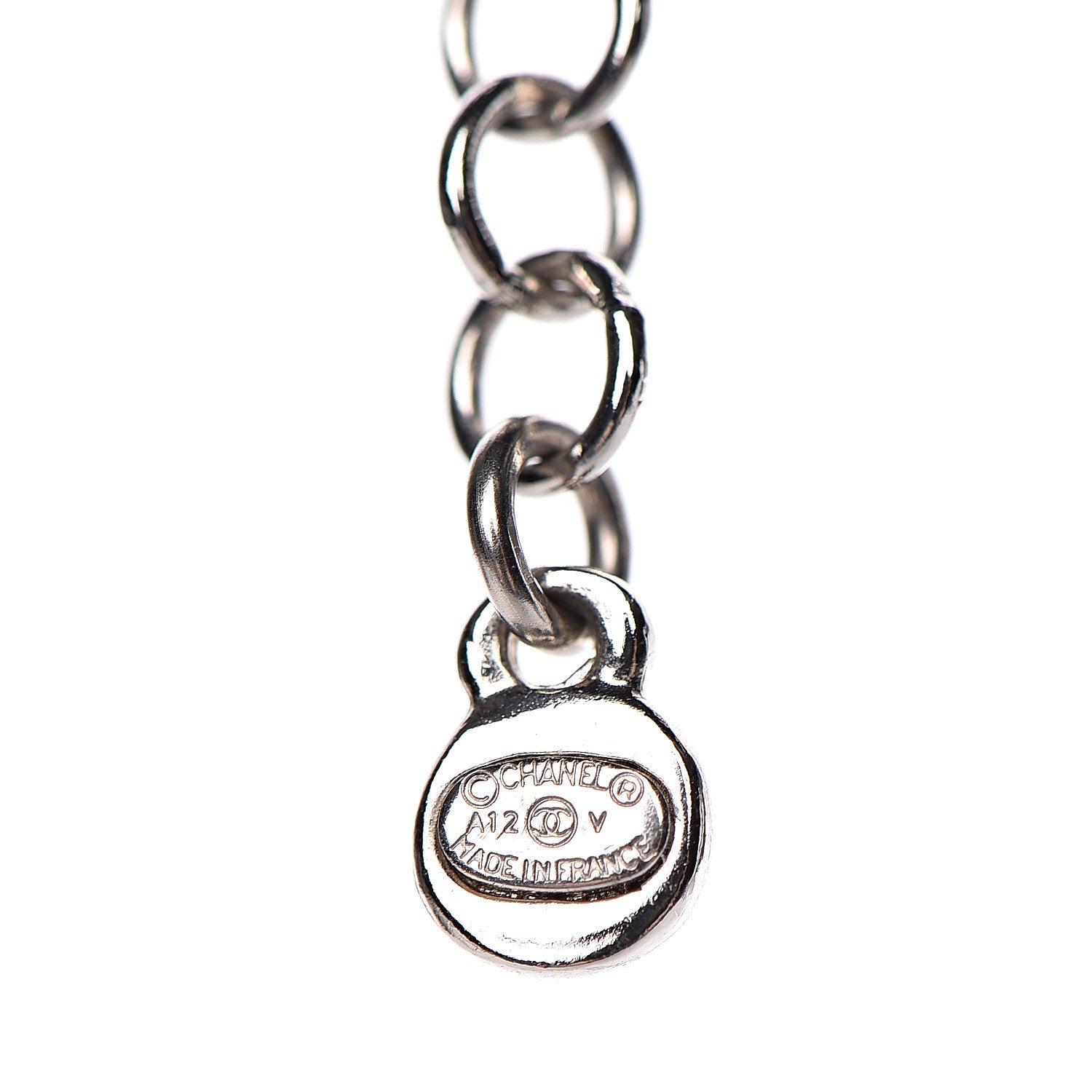 Chanel Crystal CC Drop Pendant Necklace Silver 5 of 6