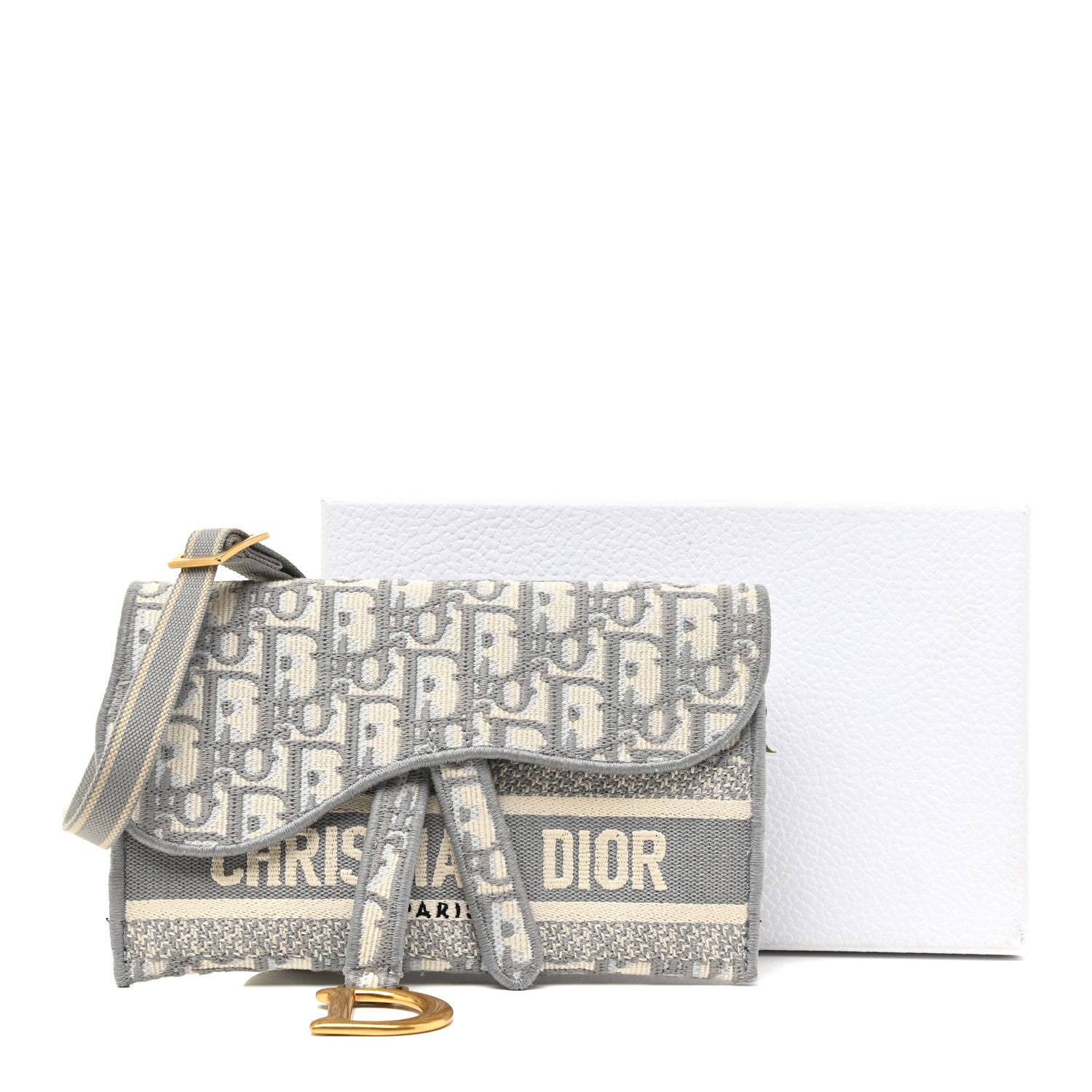 Christian Dior Oblique Slim Saddle Pouch Grey 11 of 11