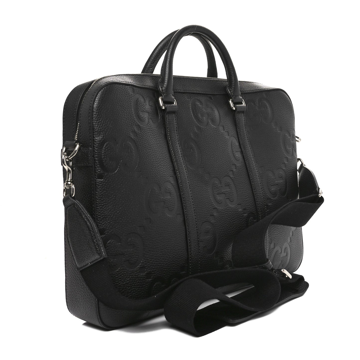 Piuma Calfskin Jumbo GG Embossed Briefcase Black