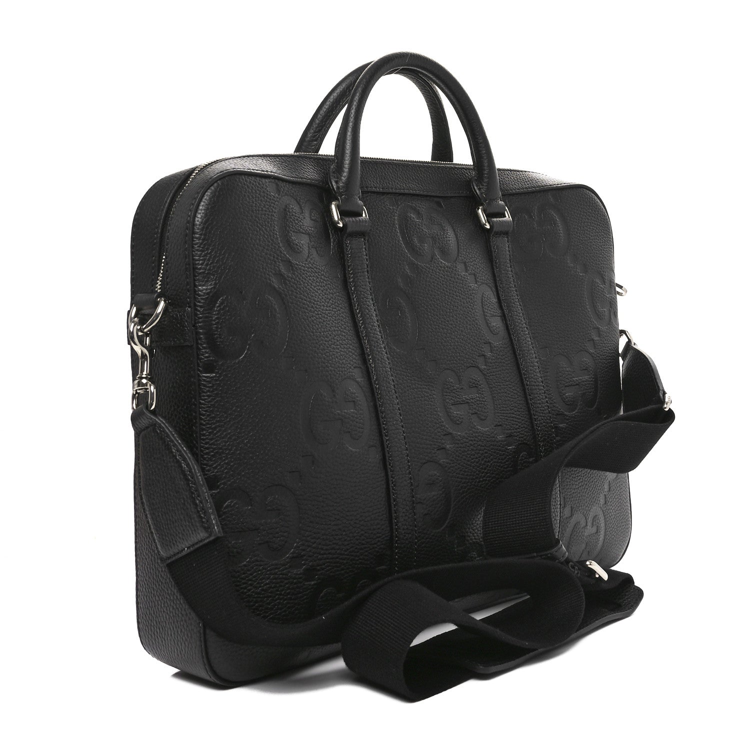 Gucci Piuma Calfskin Jumbo GG Embossed Briefcase Black 3 of 10