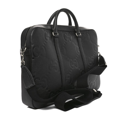 Gucci Piuma Calfskin Jumbo GG Embossed Briefcase Black 3 of 10