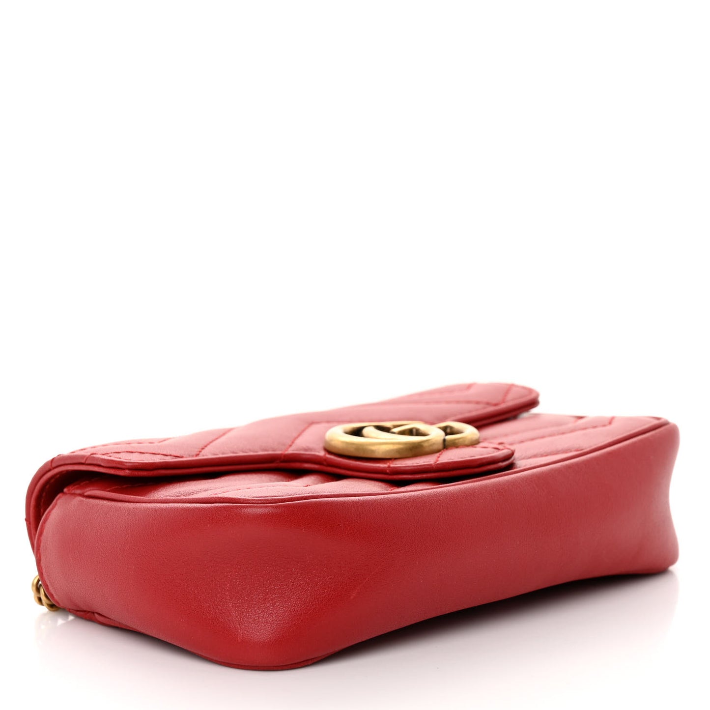 Calfskin Matelasse Super Mini GG Marmont Shoulder Bag Hibiscus Red