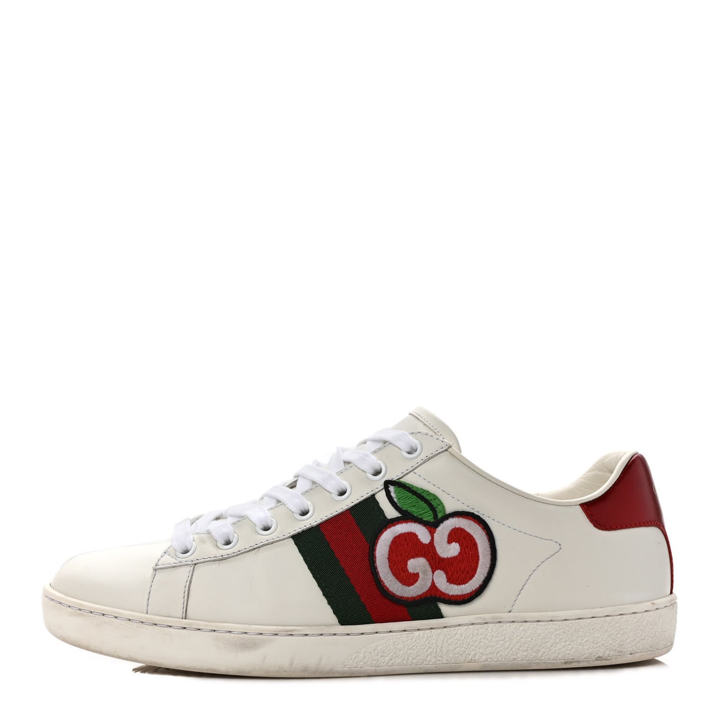 Calfskin Web GG Apple Embroidered Womens Ace Sneakers 39.5 White