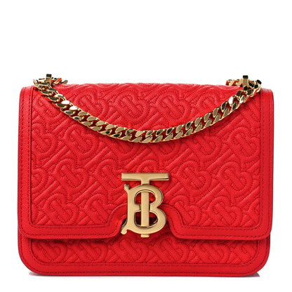Burberry Grainy Calfskin Monogram Embossed Small TB Chain Bag Bright Red 1 of 8
