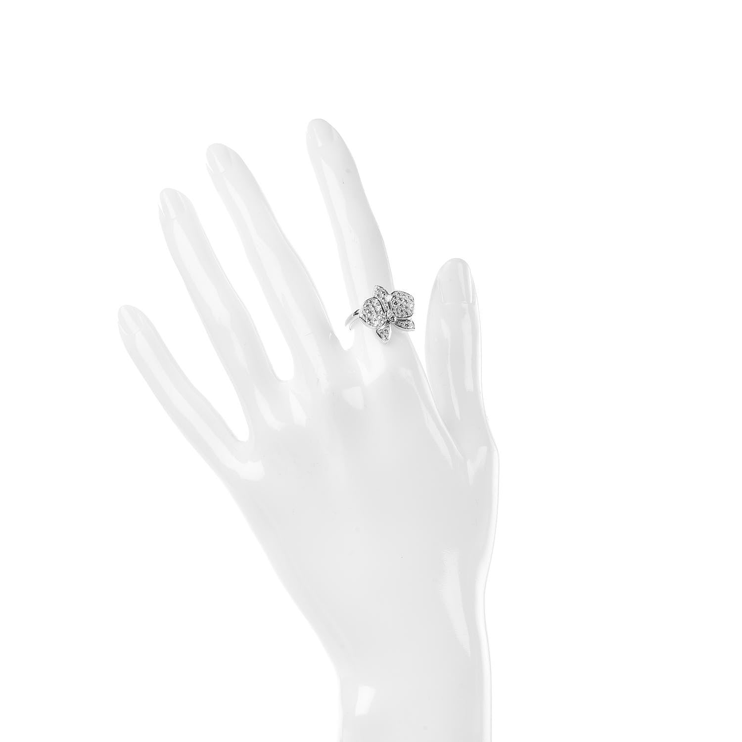 Cartier 18K White Gold Diamond Caresse D'Orchidees Par Ring 50 5.25 3 of 8