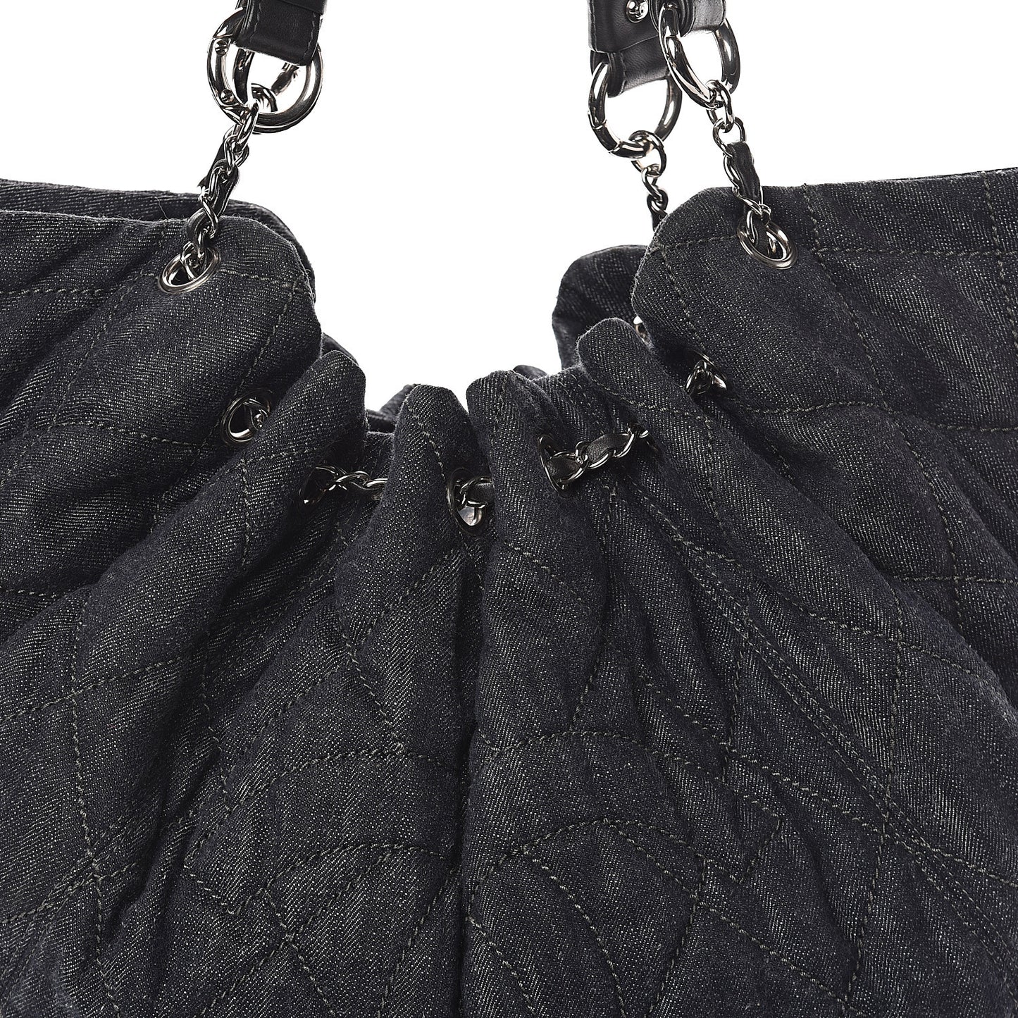 Denim Quilted Stretch Spirit Large Cabas Tote Blue