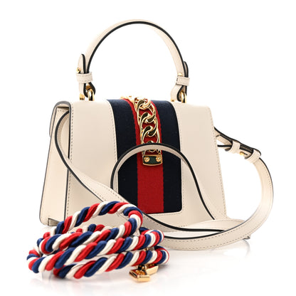 Gucci Calfskin Mini Sylvie Top Handle Bag White 3 of 10