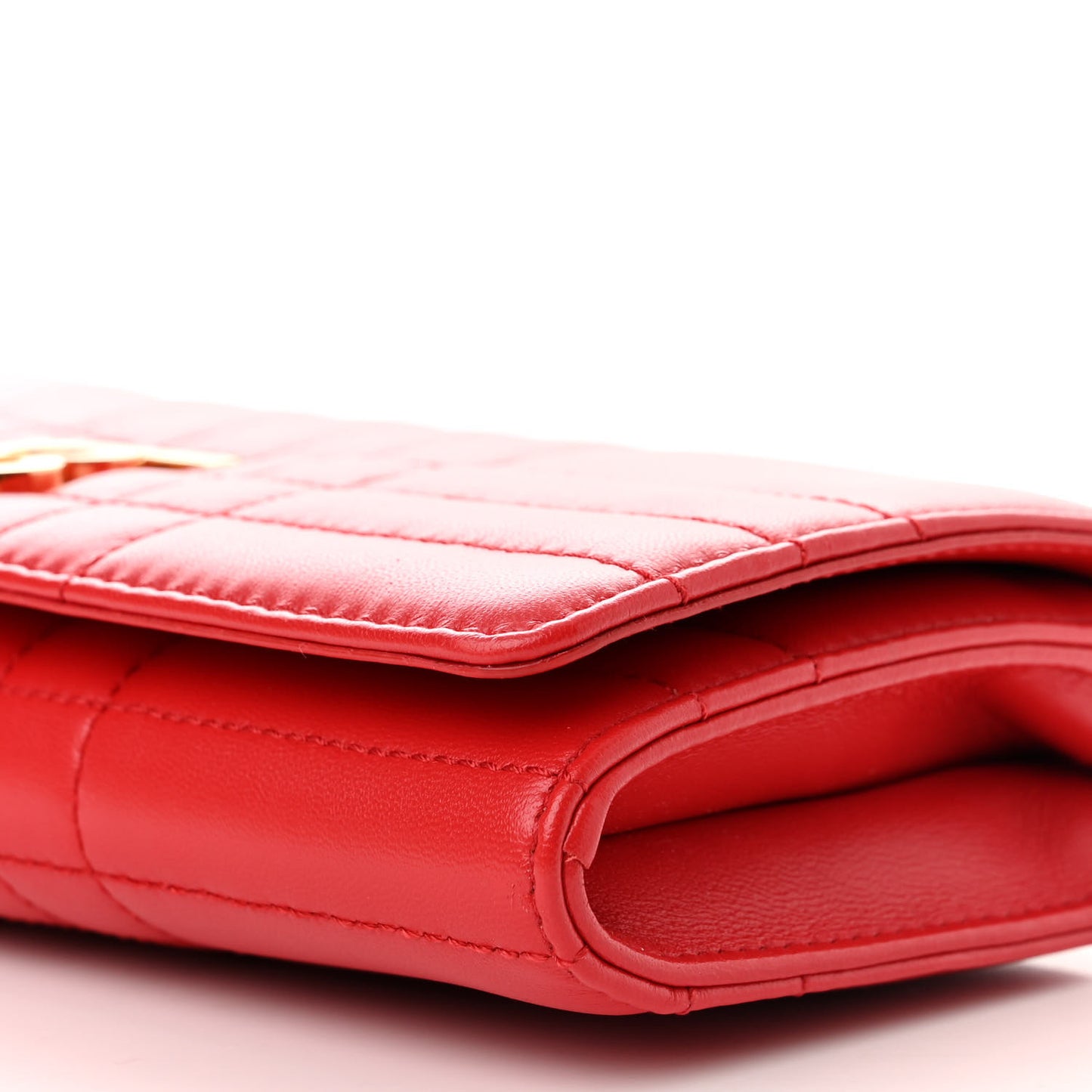 Lambskin Quilted Lola Chain Wallet Bright Red