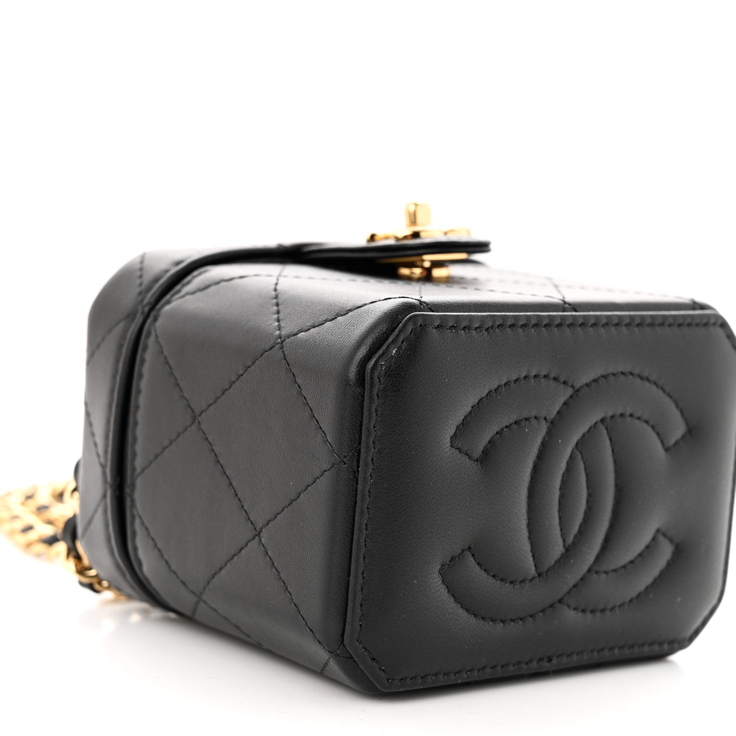 Chanel Lambskin Quilted Vanity Clutch With Chain Black 9 of 11