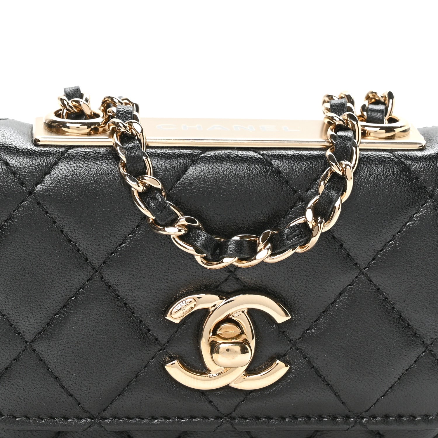 Chanel Lambskin Quilted Trendy CC Card Holder On Chain Black 16 of 23