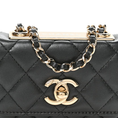 Chanel Lambskin Quilted Trendy CC Card Holder On Chain Black 16 of 23