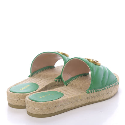 Gucci Nappa Matelasse GG Marmont Espadrille Slide Sandals 35 New Shamarock 4 of 11