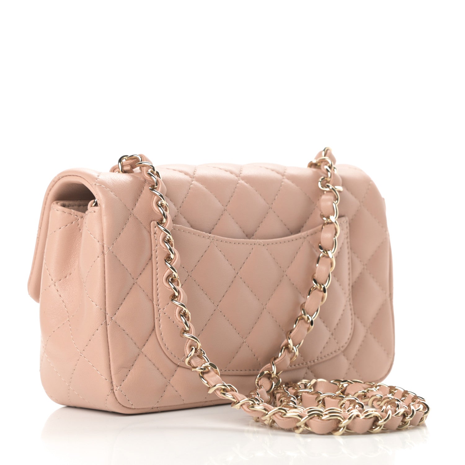 Chanel Lambskin Quilted Mini Rectangular Flap Beige 3 of 10