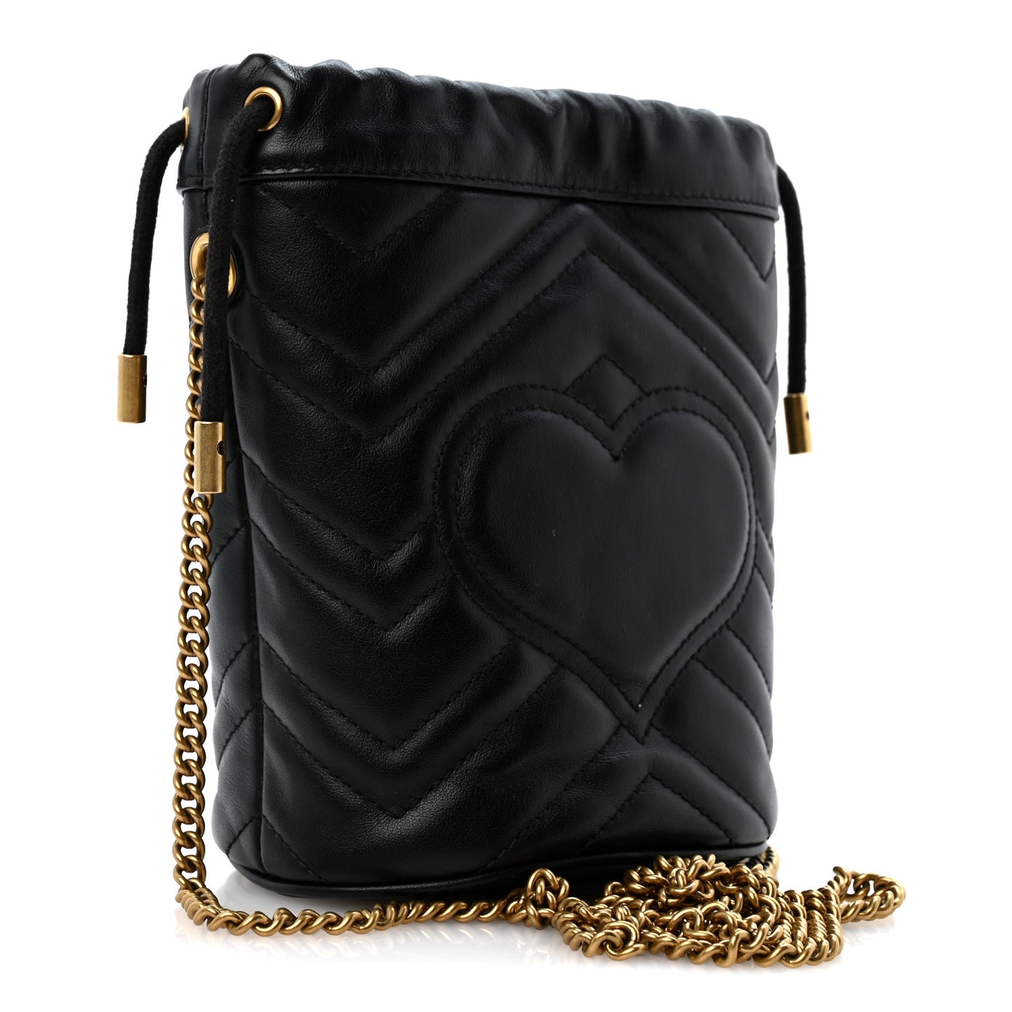 Calfskin Matelasse Mini GG Marmont 2.0 Bucket Bag Black