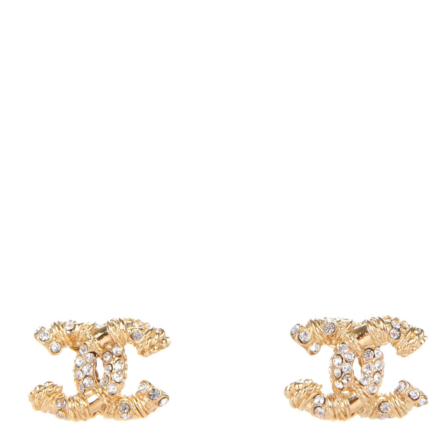 Chanel Crystal CC Earrings Gold 1 of 5