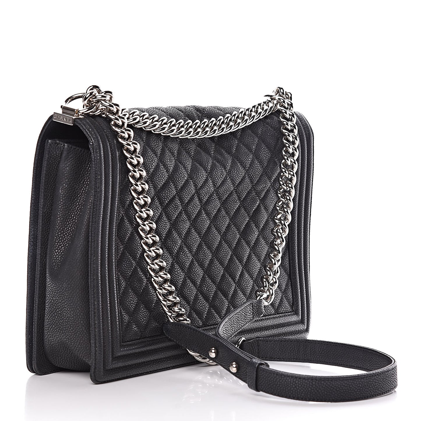 Caviar Quilted Large Boy Flap Black