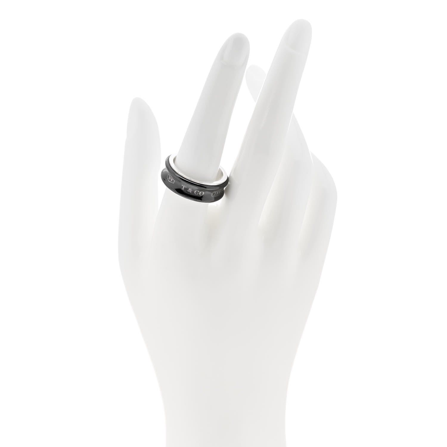 Tiffany Sterling Silver Titanium 1837 Band Ring 58 8.25 2 of 5