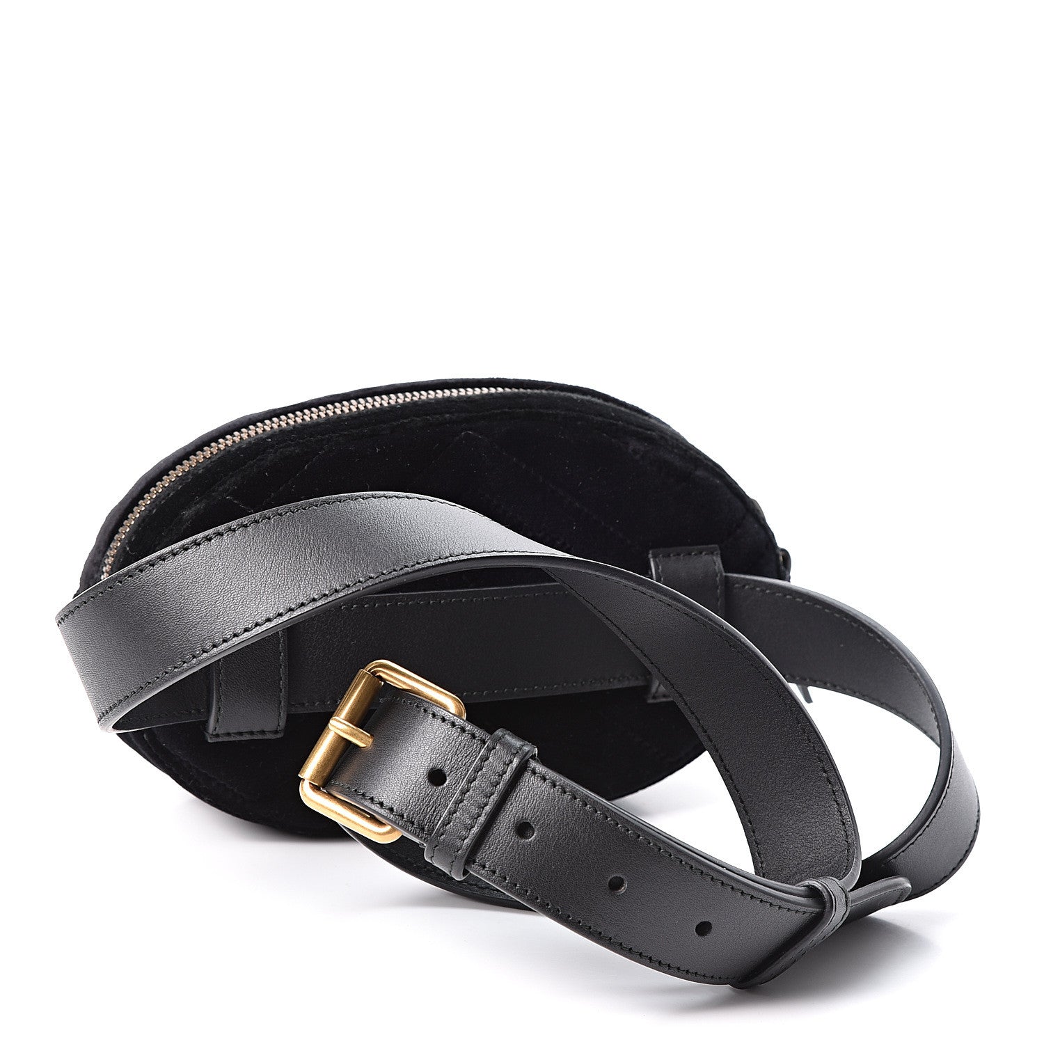 Gucci Velvet Matelasse GG Marmont Belt Bag 95 38 Black 2 of 10