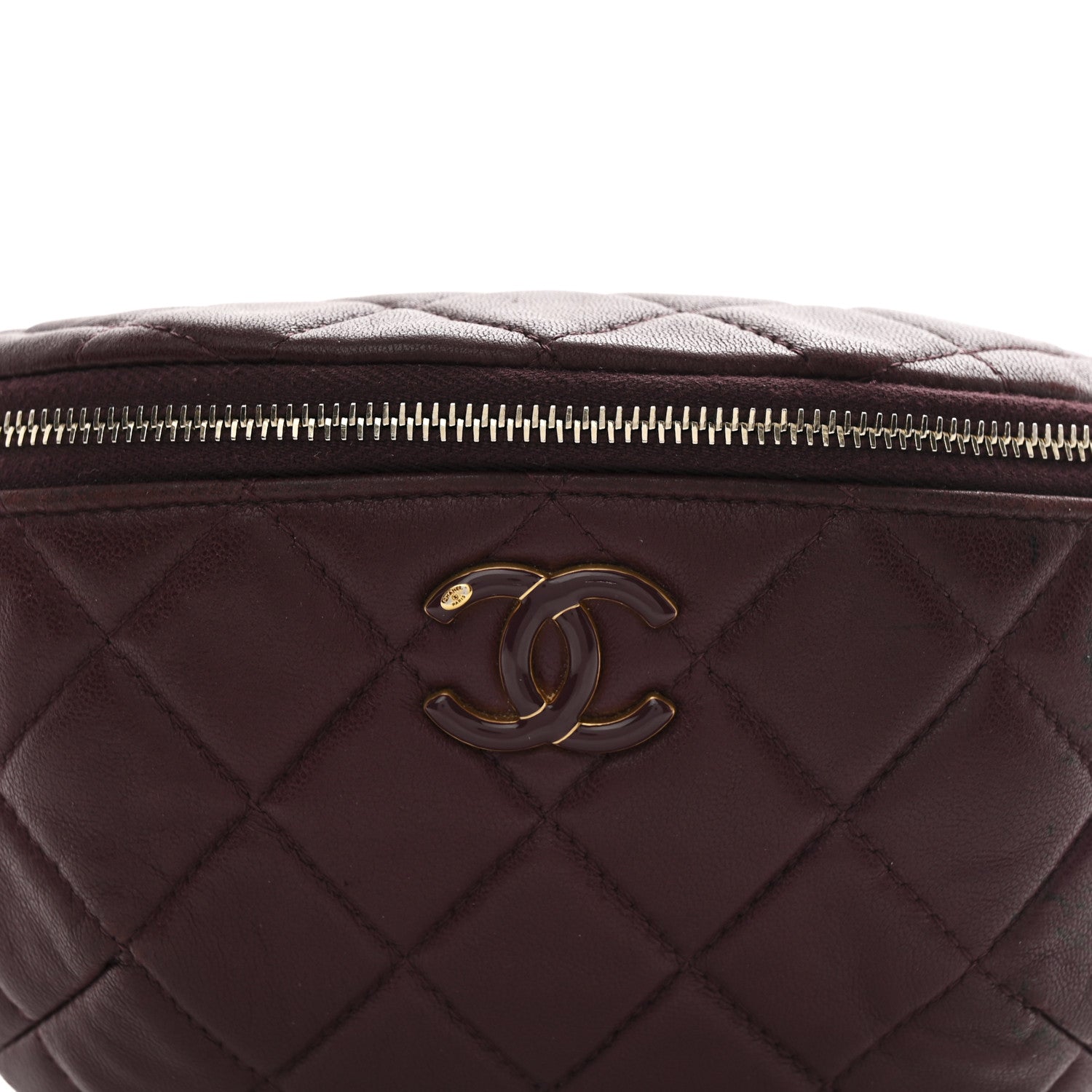 Chanel Shiny Lambskin Enamel Quilted Waist Bag Fanny Pack Burgundy 8 of 10