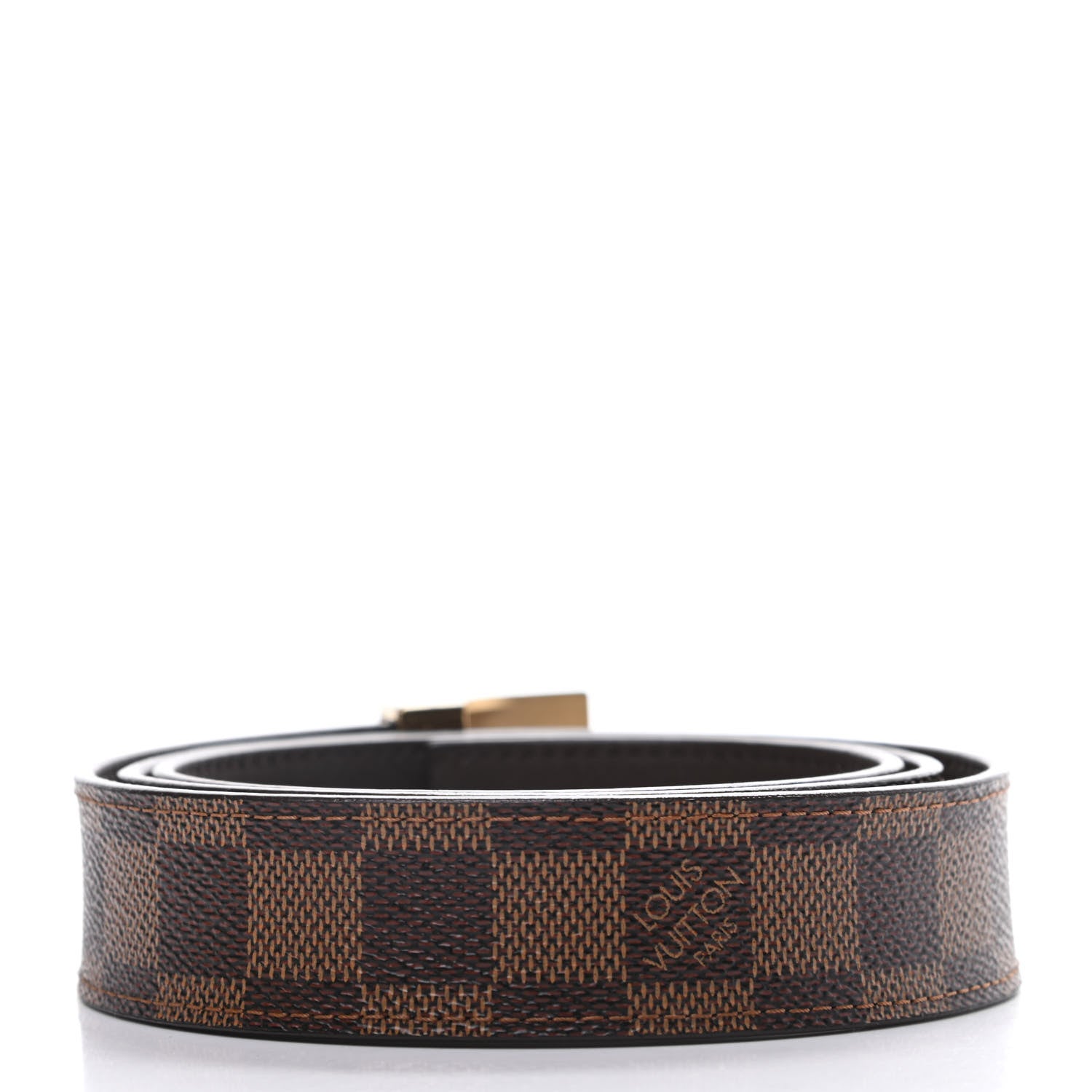 Louis Vuitton Damier Ebene LV Paris Buckle Belt 95 38 Gold 2 of 5