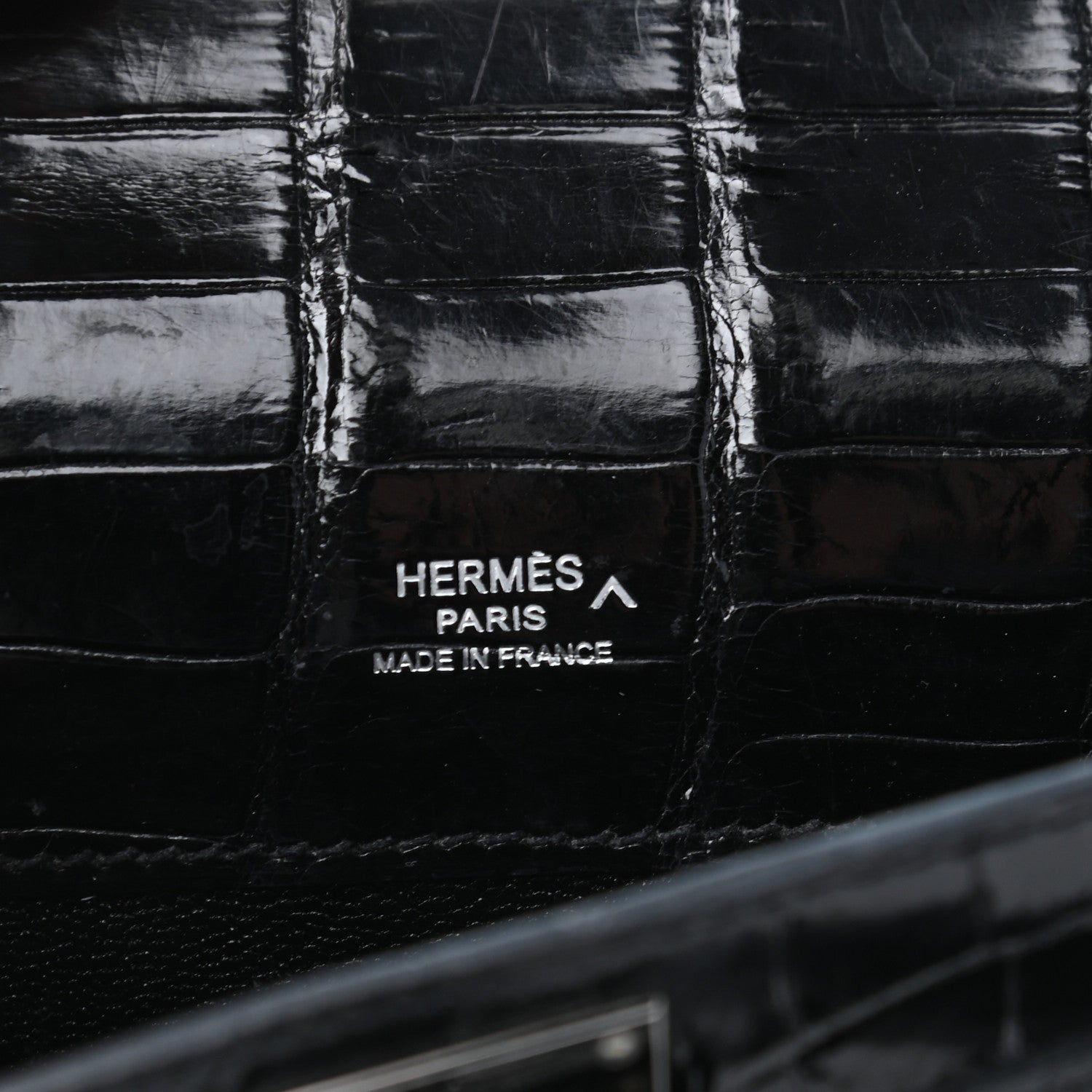 Hermes Matte Porosus Crocodile Kelly Cut Pochette Black 6 of 7