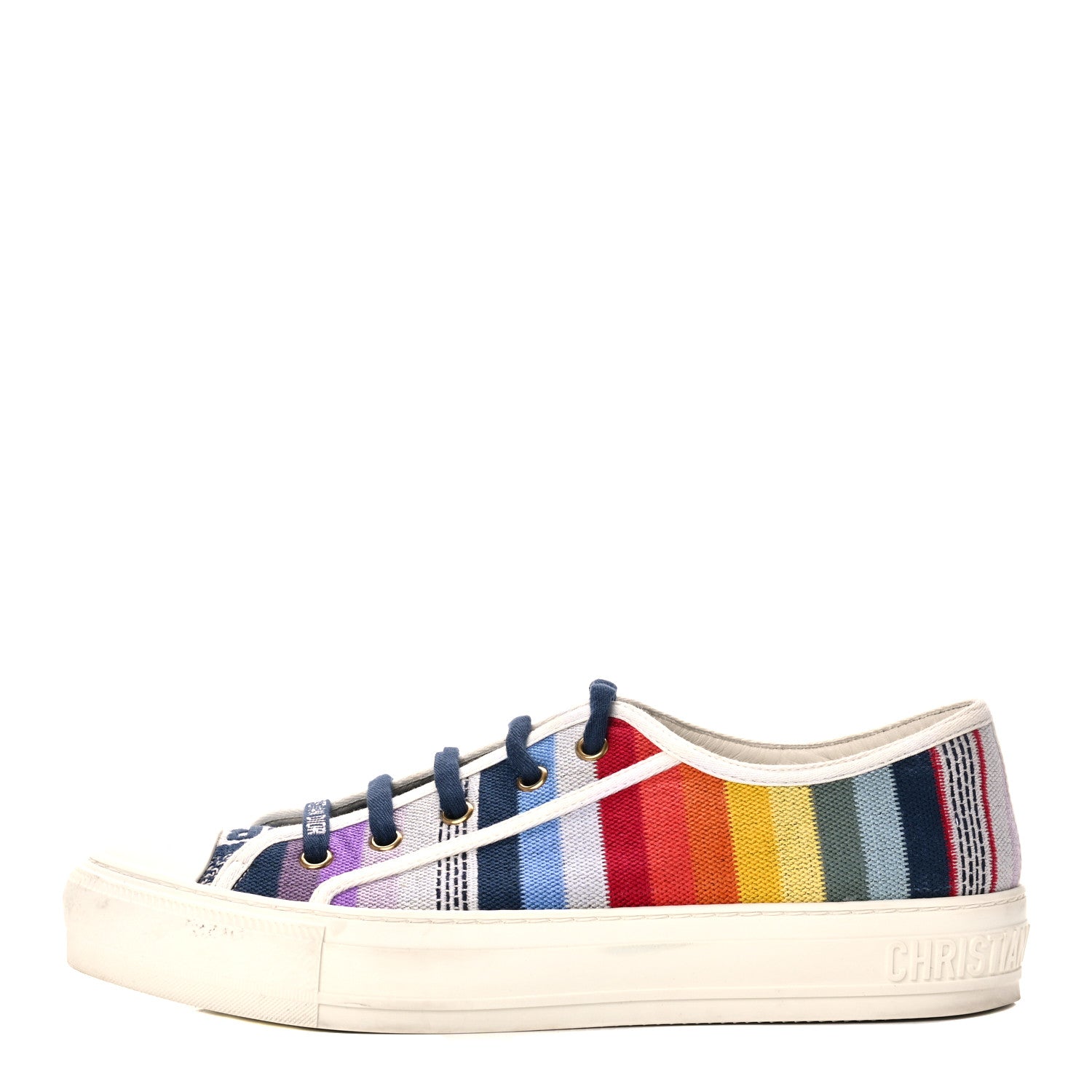 Christian Dior Canvas Rainbow Embroidered Womens Walk'N'Dior Low Top Sneakers 39.5 Multicolor 1 of 15